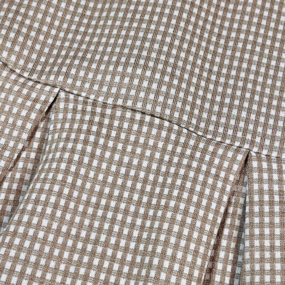 Urban Romantics Pleated Mini Skirt Womens L Tan Gingham Drop Waist Preppy Skater - Picture 4 of 9